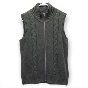 Pendleton Green Full Zip Cable Knit Sweater Vest size Medium